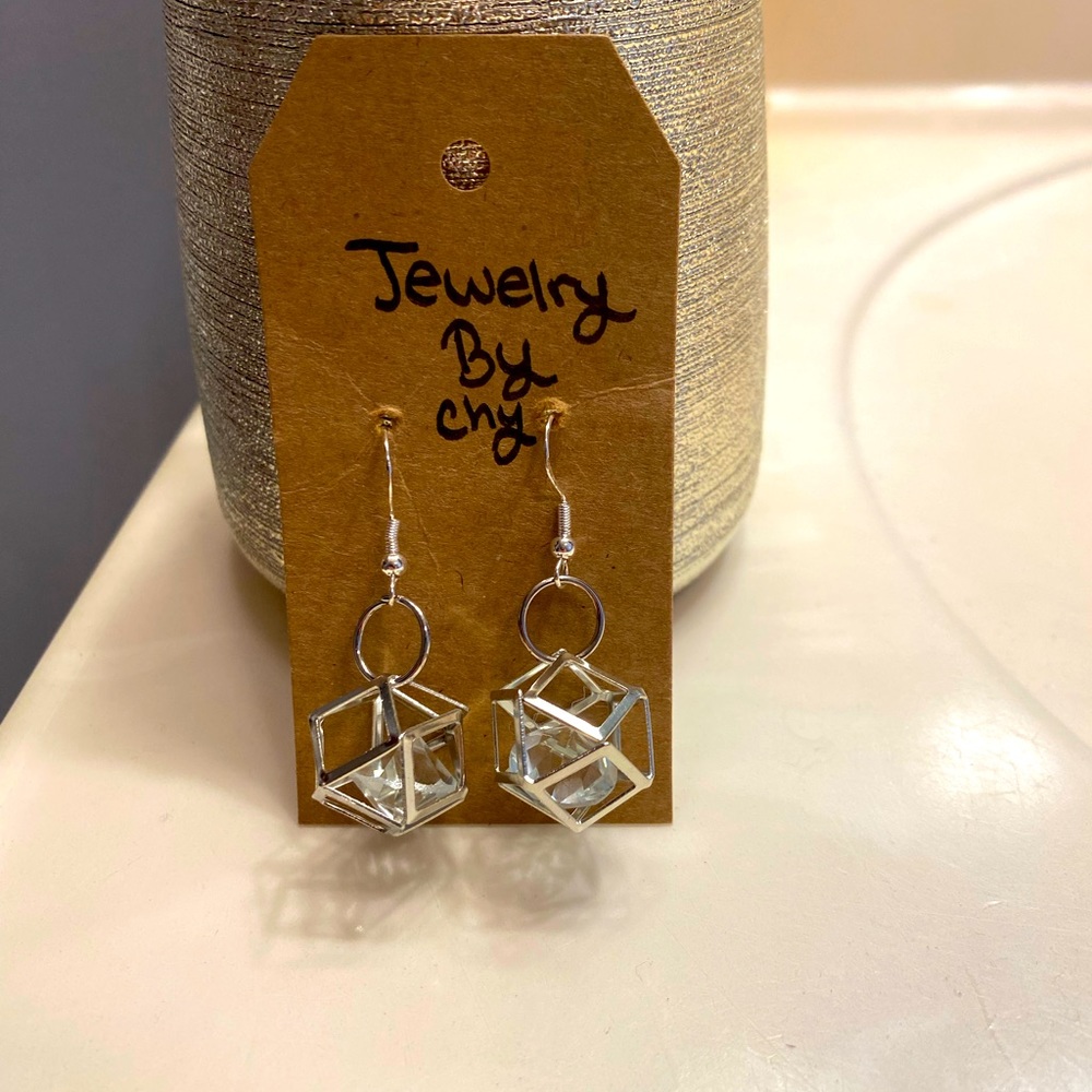 Handmade faux diamond earrings